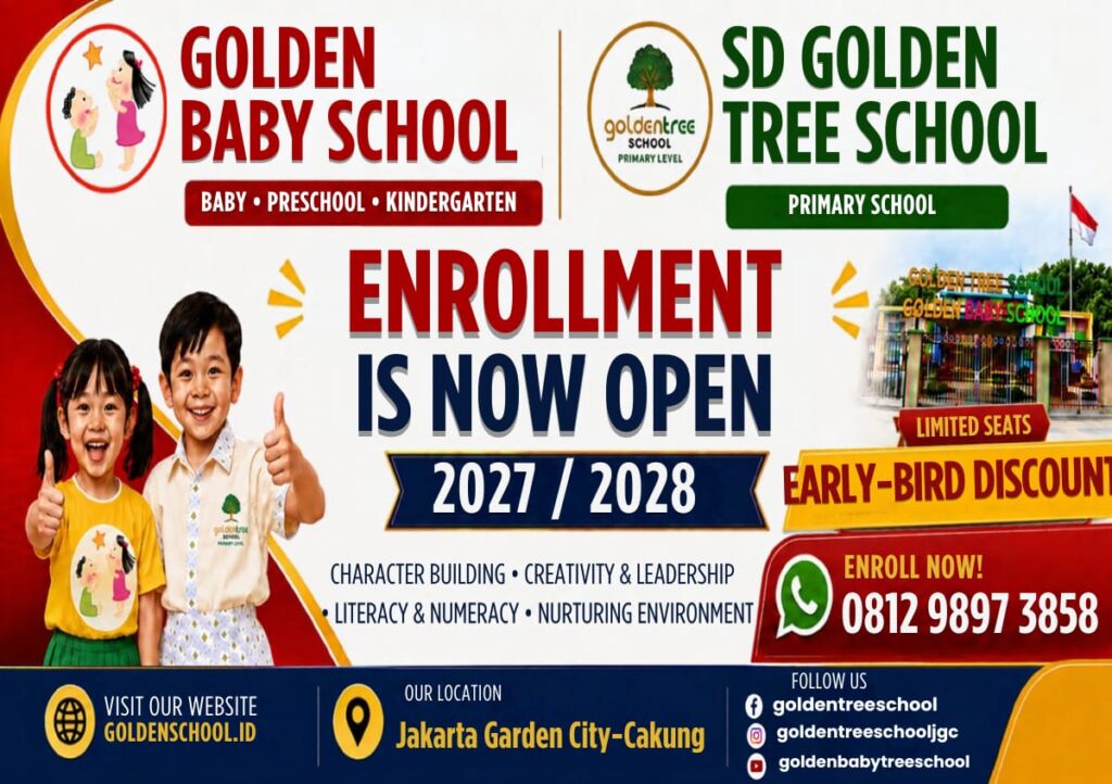 Golden School enrollment open 2027/2028 — Golden Baby School and SD Golden Tree School Jakarta Garden City